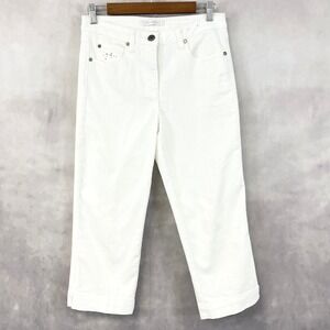 Woolworths White Denim Capri Pants Women Size 32 McBling Coastal Preppy Indie